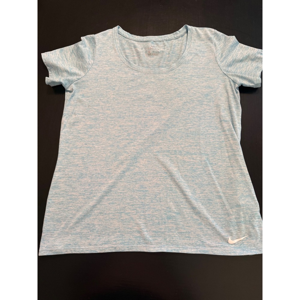 Nike Dri-FIT Womens Large Blue Heathered Space Dye‎ Short Sleeve Training Shirt